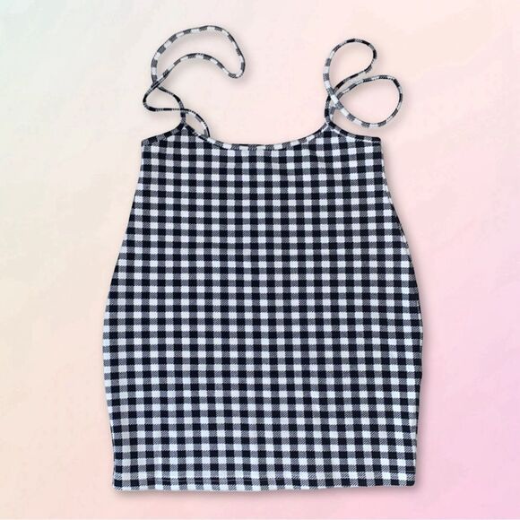 Gingham, Body Con, Mini Skirt Jumper - Picture 3 of 13